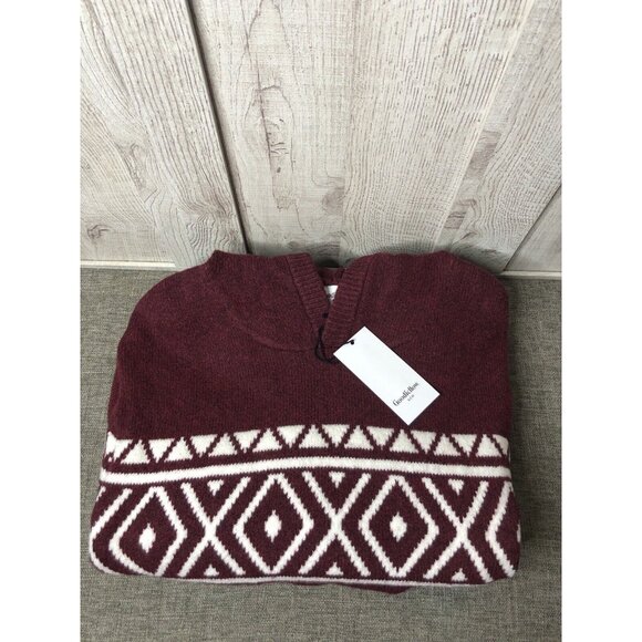 Mens Goodfellow & Co Burgundy Hooded Jacquard Pullover Sweater Shirt Size Large - Picture 3 of 5